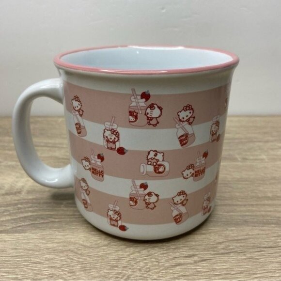 Hello Kitty Other - Hello Kitty White & Pink Strawberry Milk Mug NEW